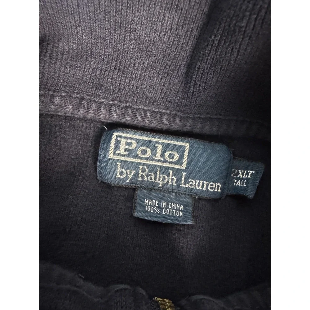 Polo‎ By Ralph Lauren Sweater Mens 2XLT Blue Quarter Zip Mock Neck Knit Pullover